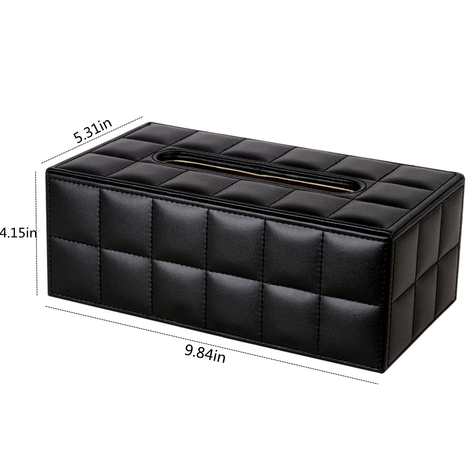 High-End Fashion Pu Leather Tissue Box Holder Business Black, Rectangular Napkin Holder Drawer Paper Dispenser, Home Office Car