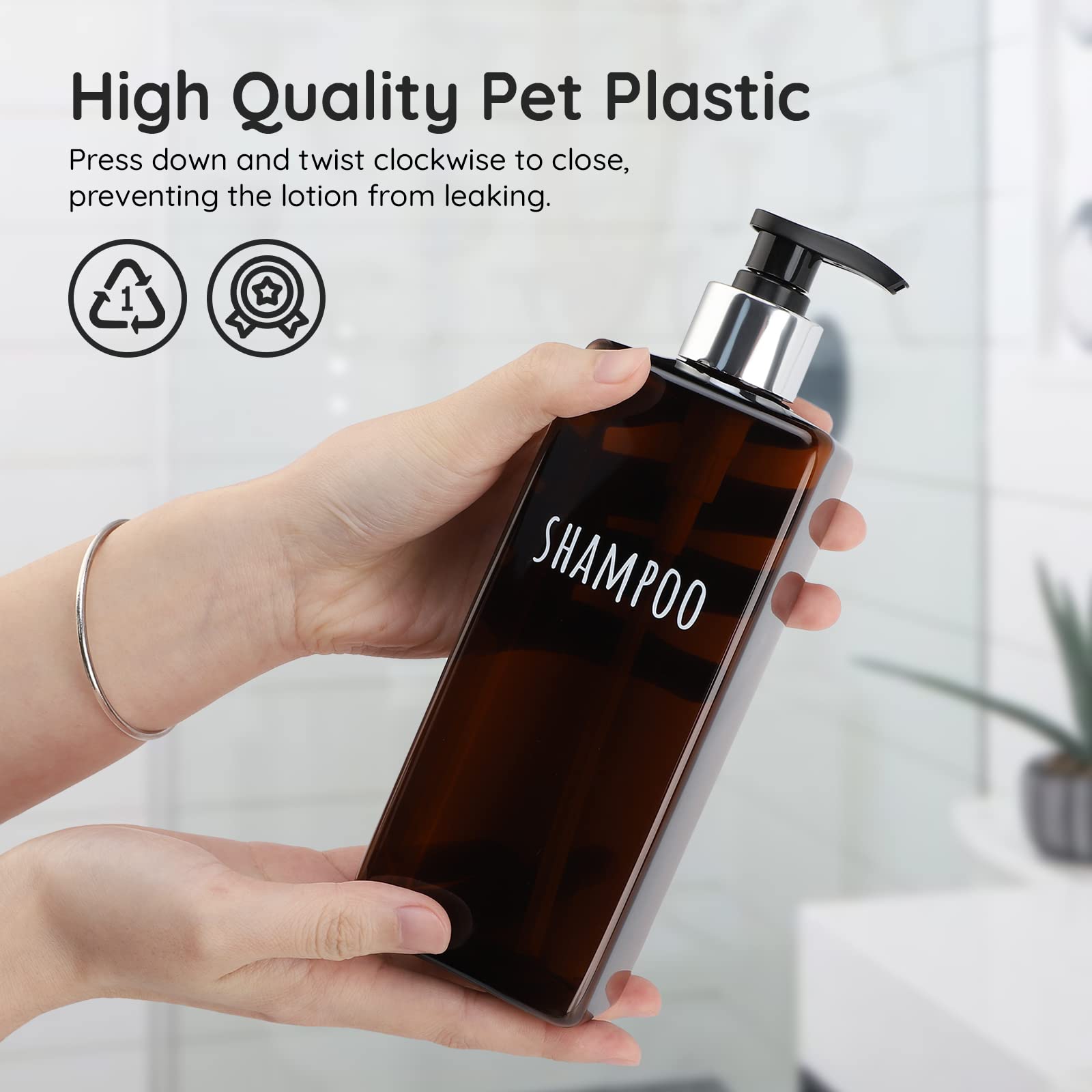 Segbeauty Shampoo And Conditioner Dispenser, 3 Packs 16.9Oz Refillable Bathroom Soap Dispenser Set, 500Ml Plastic Square Shower
