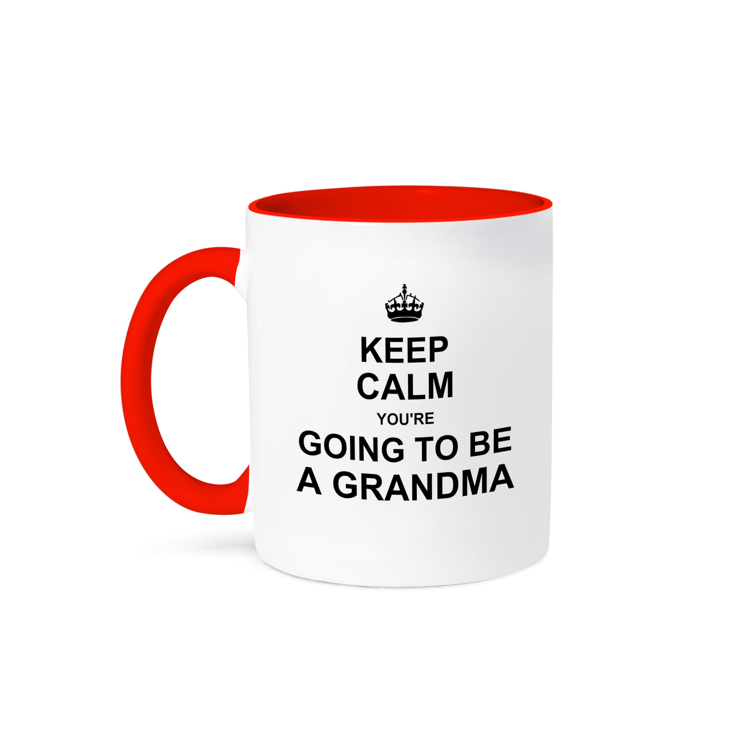 3dRose Keep Calm Youre Going to Be A Grandma-Future Grandmother Text Gift Mug, 11 oz, Red