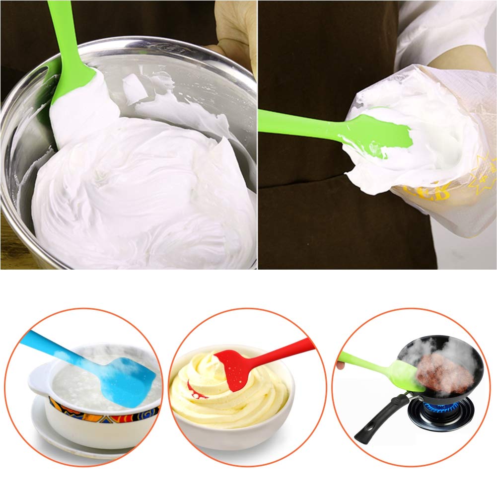 Silicone Spatulas, 10.6 Inch Rubber Spoon Spatula Heat Resistant One Piece Design Seamless Non-Stick Spoonulas Flexible Scrapers