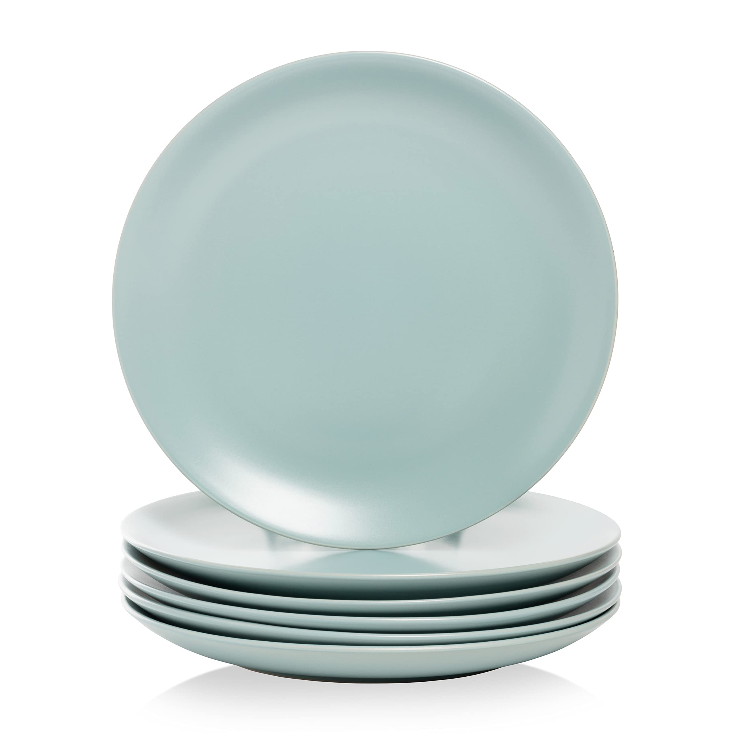 10 Strawberry Street Wazee Matte 105 coupe Dinner Plate, Set of 6, Mineral Blue