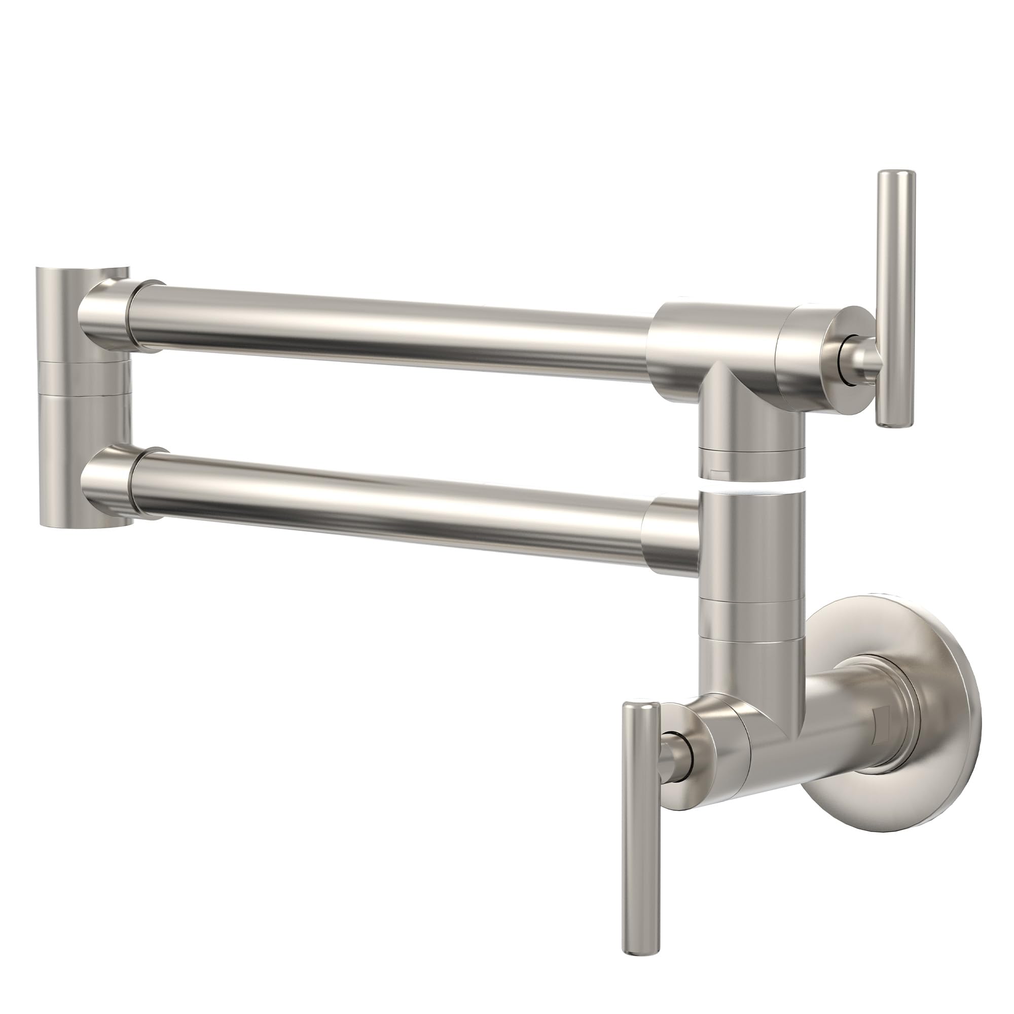 GIMILI Pot Filler Brushed Nickel Commercial Wall Mount Faucet Folding Stretchable Double Joint Swing Arm Pot Filler Copper Rotat