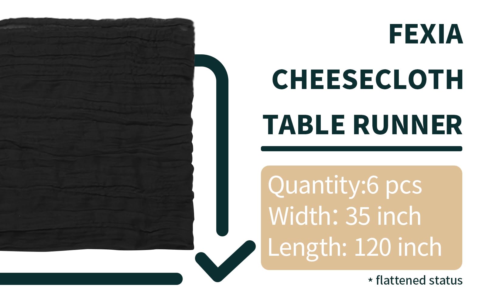 Fexia 6 Pack Black Table Runner 35X120 Inches Gauze Rustic Farmhouse Decor For Halloween Thanksgiving First Communion Centerpiec