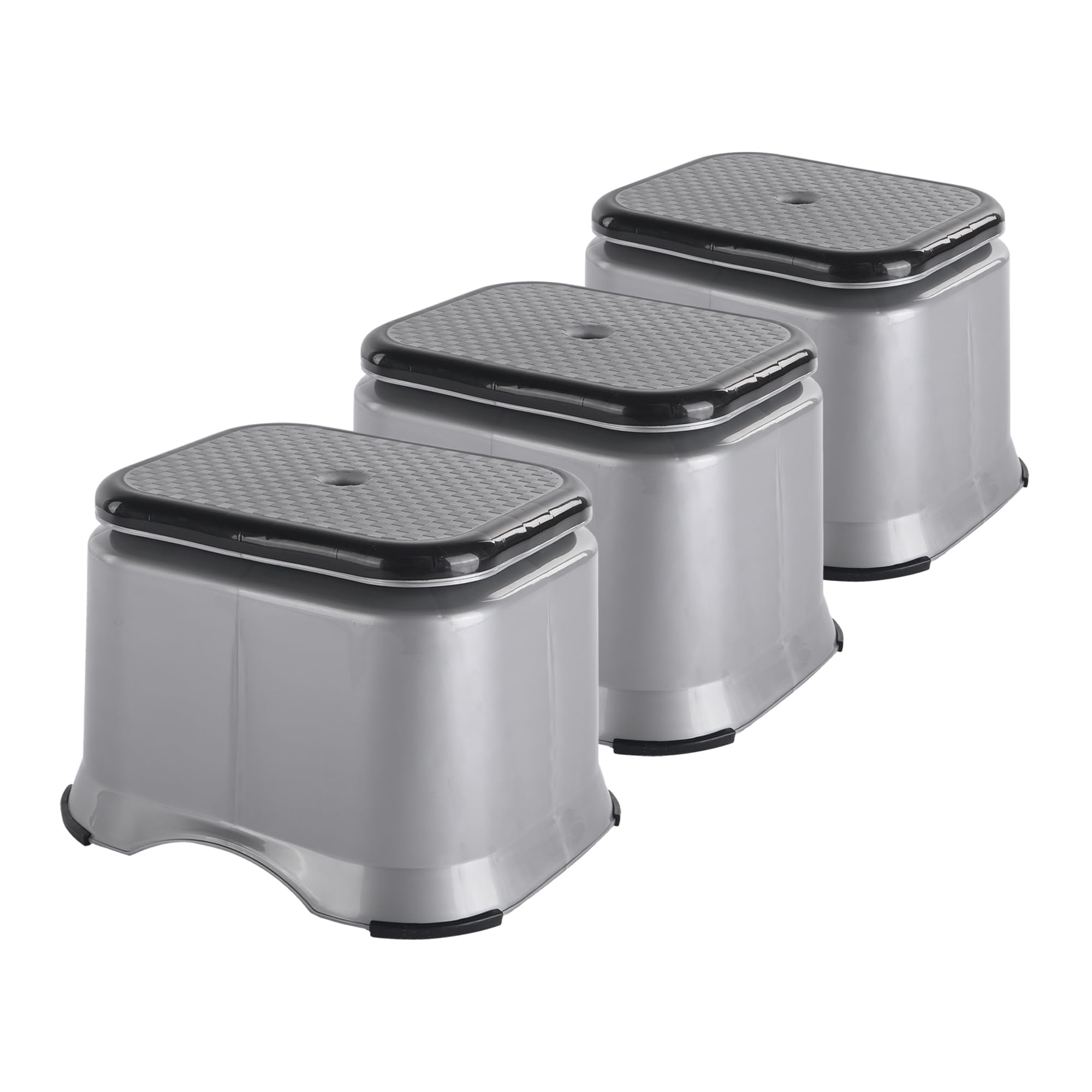 Kuber Industries Pack Of 3 Anti-Slip Bathroom Stool For Bathing | Comfortable Indoor & Outdoor Machiya For Sitting | Durable Adu