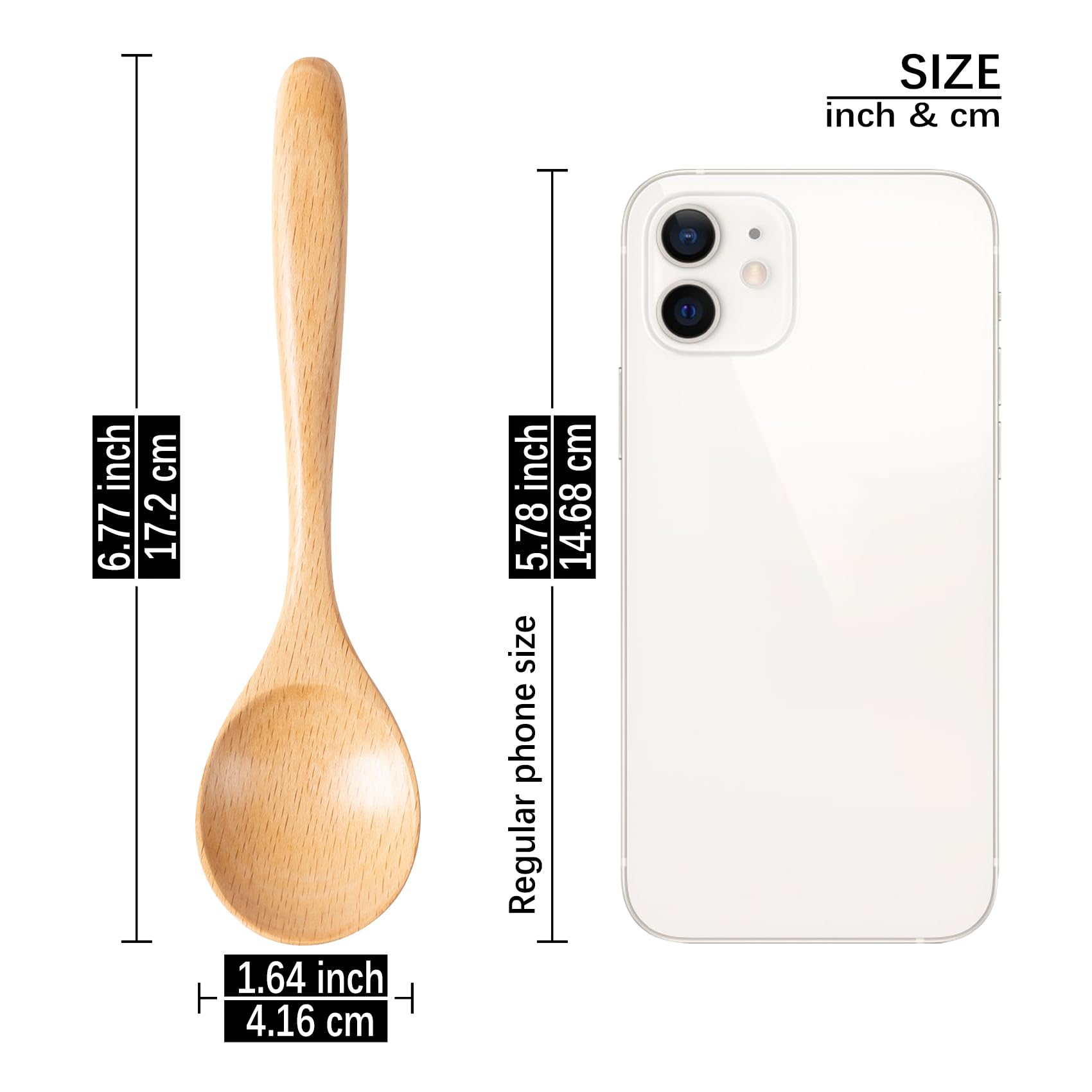 Hefild 6 Pcs Wooden Spoons For Honey, 6.7 Inch Small Wooden Spoons - Perfect For Tea, Coffee & Soup, Little Beech Wooden Serving