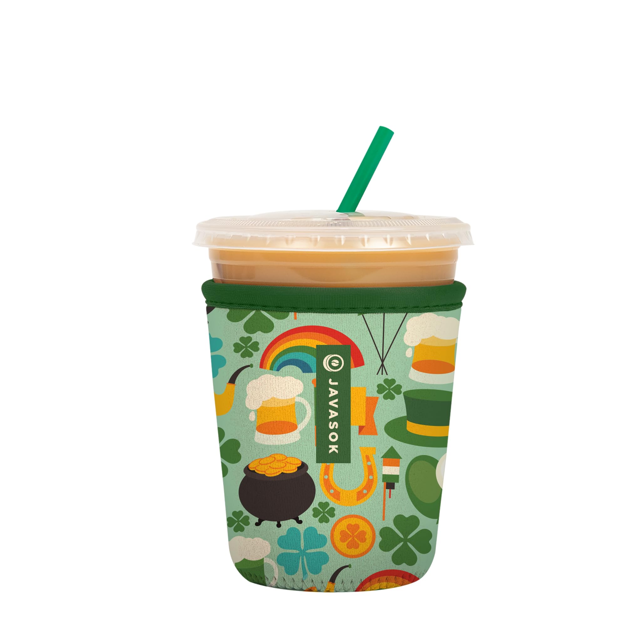 Sok It Java Sok Iced Coffee & Cold Soda Insulated Neoprene Cup Sleeve (Irish Charm, Small: 16-20oz)