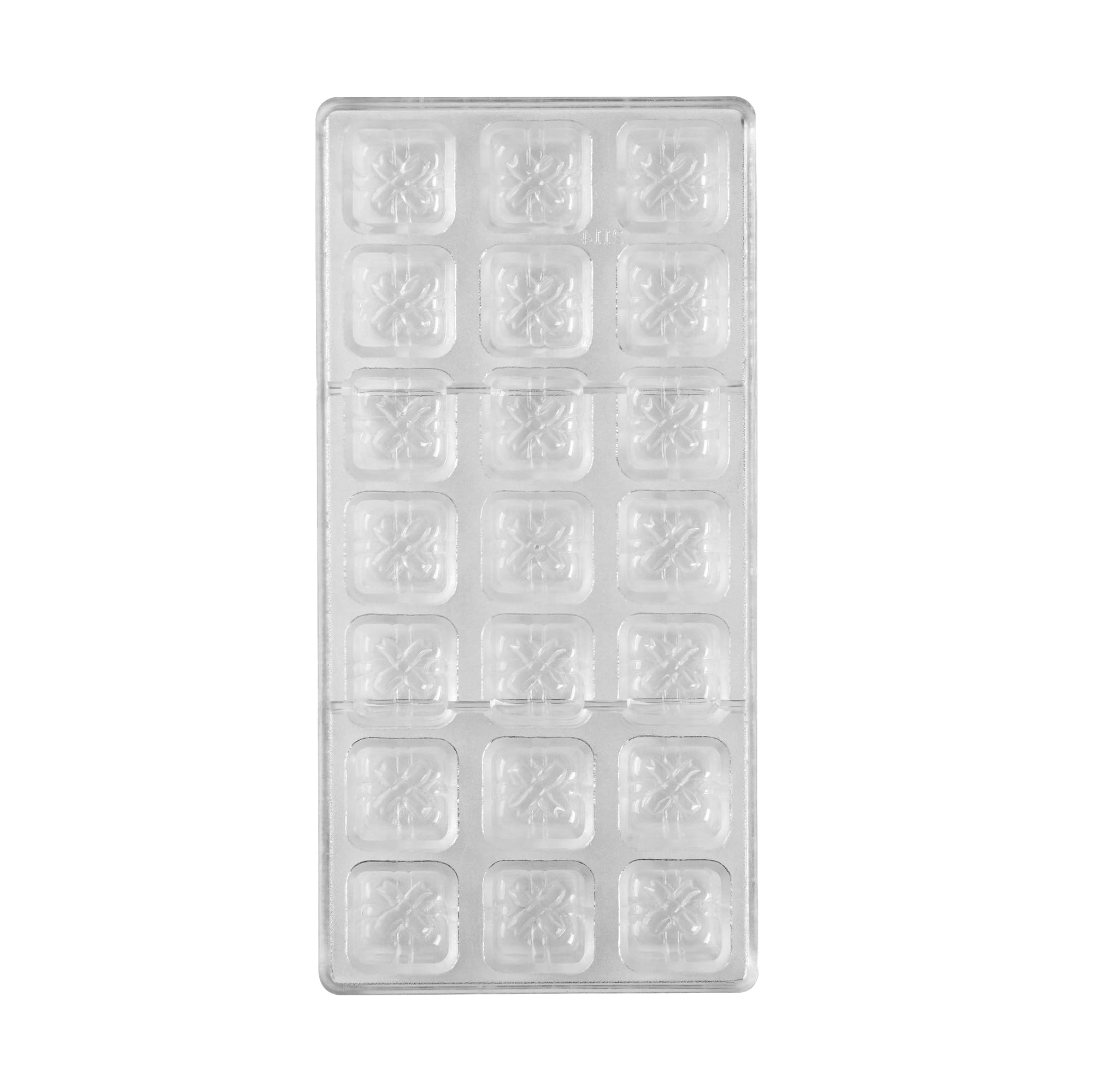 Restaurantware Pastry Tek 10.8 x 5.3 Inch Chocolate Shaping Molds 10 Freezable Candy Molds - 21 Cavities Gift Box-Shaped Clear P