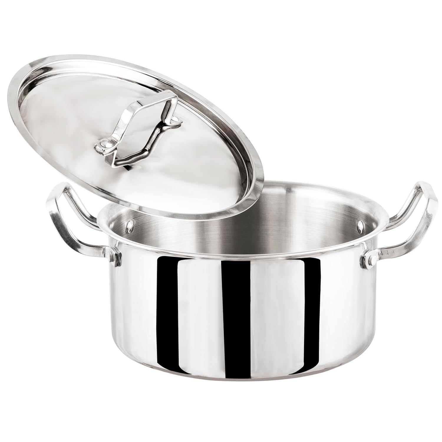 Eurostyle Triply Briyani Pot 4.5Litre, Heavy Bottom, Stainless Steel Cookware, Gas & Induction Base Cookware For Dum Biryani, Pu