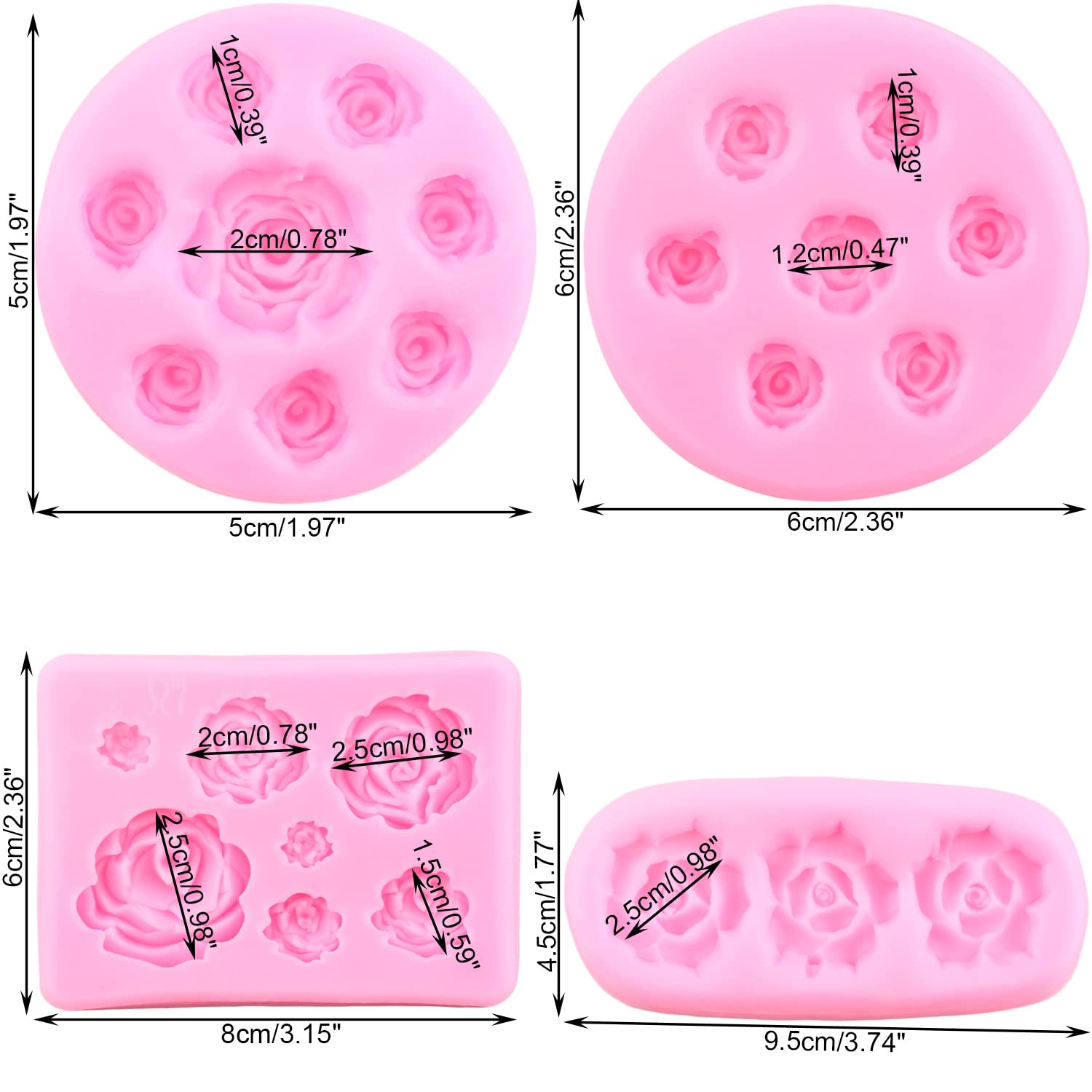 Mujiang Rose Flower Fondant Mold Flower Candy Silicone Molds For Cake Decorating Cupcake Topper Chocolate Polymer Clay Gum Paste