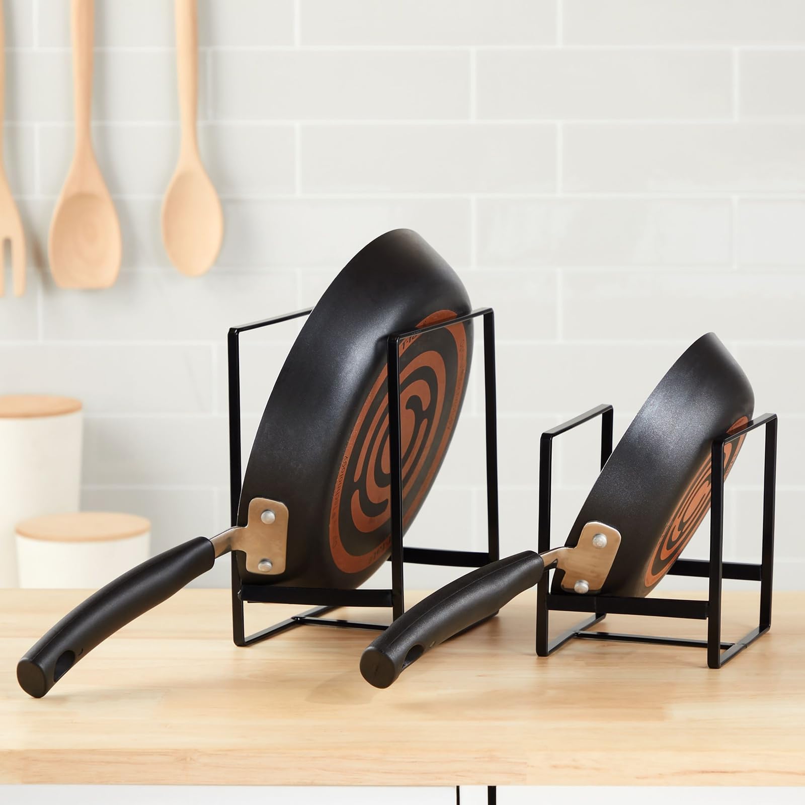 Juvale 3 Piece Plate Organizer For Kitchen Cabinet, Shelf, 2 Sizes For Pots, Pans, Cutting Boards (Black)