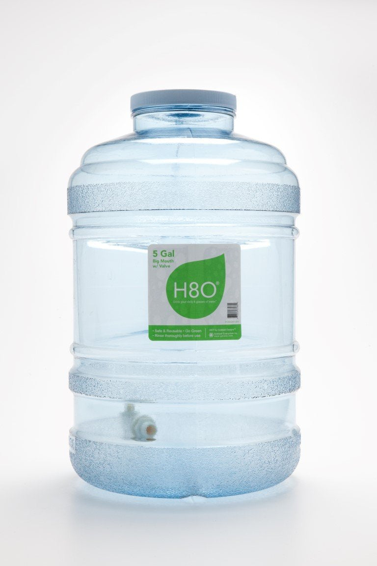 H8O Polycarbonate Water Bottle with 120mm Big-Mouth & Dispensing Valve, 5 Gallon