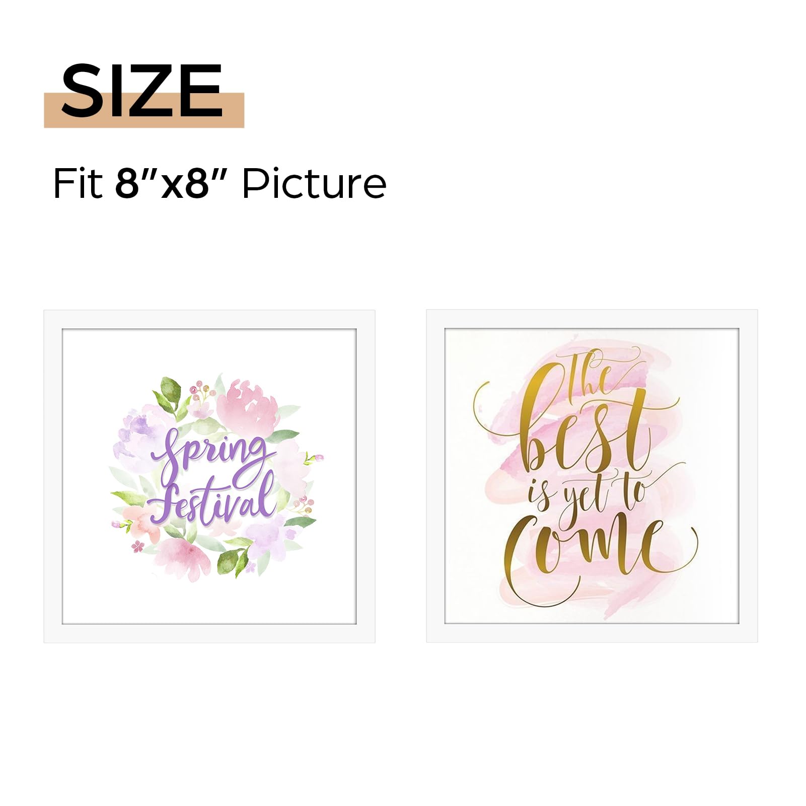 Giftgarden 8x8 Picture Frame White, 8 by 8 Thin Square Photo Frame for Gallery Wall Tabletop Display, Single