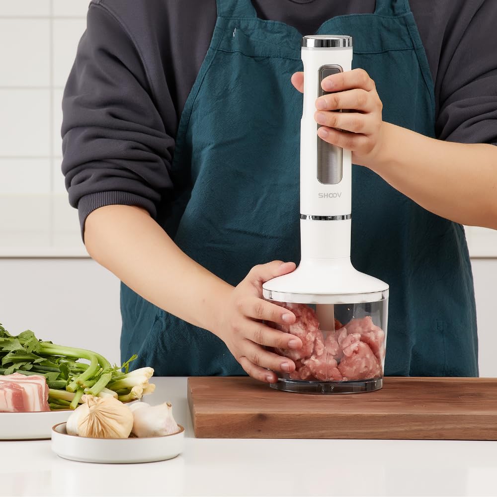 Shoov Cordless, Rechargeable 3 In 1 Hand Blender & Mixer, Stainless Steel Stick, Detachable, 8 Speed + Turbo, Easy To Clean, Saf