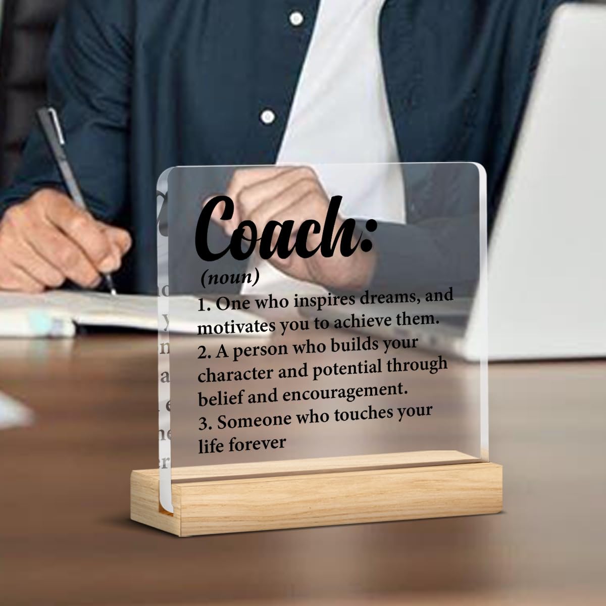 Thank You Coach Gifts for Women Men, Appreciation Gift for Coach Trainer Clear Acrylic Desk Decor Decorative Sign for Home Offic