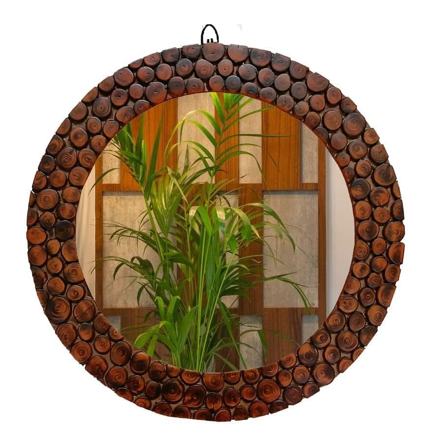 Sra Home Deco Handmade Wooden Antique Frame Round Wall-Mounted Mirror, Mirror For Bedroom, Bathroom, Living Room, Wall Basin, St