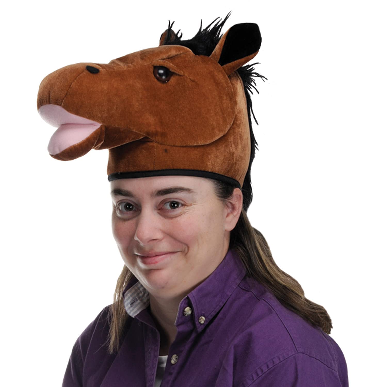 Beistle Unisex Plush Horse Head Hat - Western Costume Accessory, Farm Themed Party Supplies, Crazy Animal Headwear, Dress-Up Acc