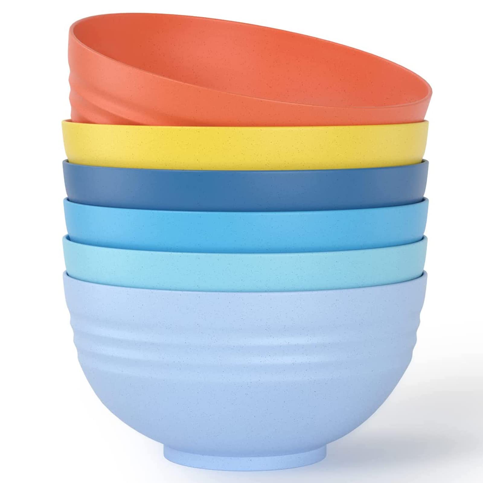 Homestockplus [Set of 6] Unbreakable Large Cereal Bowls,34 Oz Ramen Bowls BPA-Free Eco-Friendly Bowl Set for Cereal, Salad, Soup