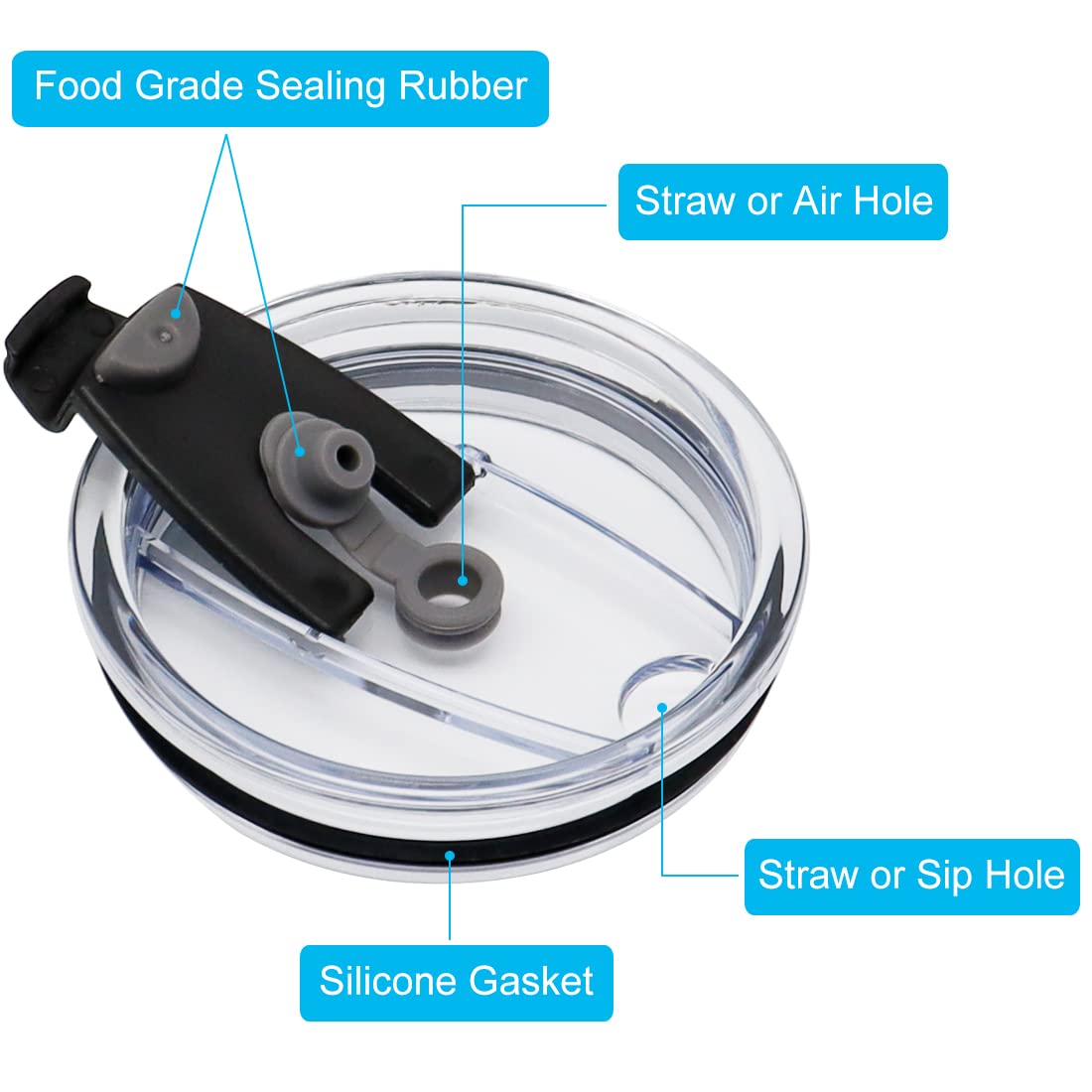 Docik 30 Oz Tumbler Lids For Yeti 30Oz Tumbler Yeti 14Oz Mug And Yeti 26Oz Cup, Spill Proof Splash Resistant Flip Lid, Bpa-Free,