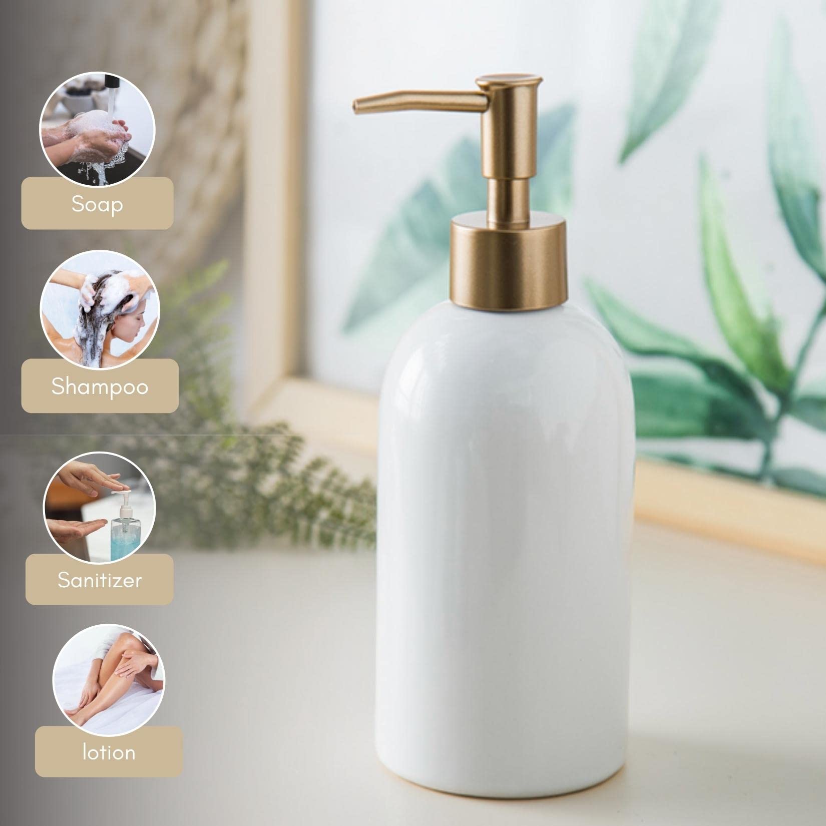 Nestasia Ceramic Long-Lasting Liquid Handwash Soap Dispenser Pump for Bathroom | Handwash Bottle for Kitchen | Soap Dispenser fo