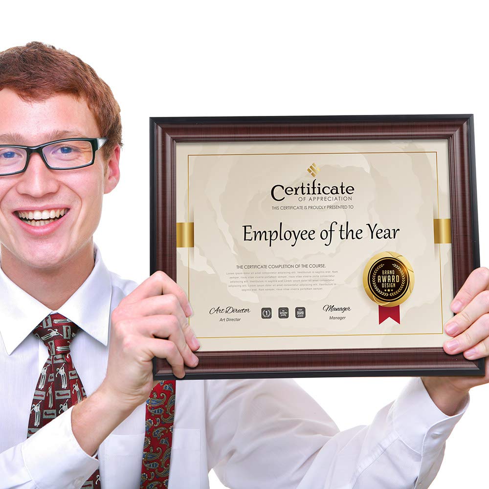 Memory Island 8.5x11 Document frames,Real Glass Fronts, 4 Pack Certificate Frames for Wall Or Tabletop Display,Diploma Frames Fo