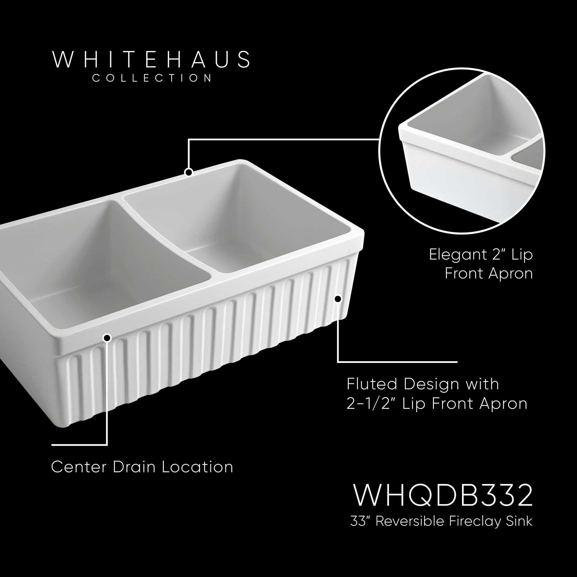 Whitehaus Collection Whqdb332-M-Lightcement Quatro Alcove Kitchen, Fireclay, Front Apron Sink, Matte, Light Cement