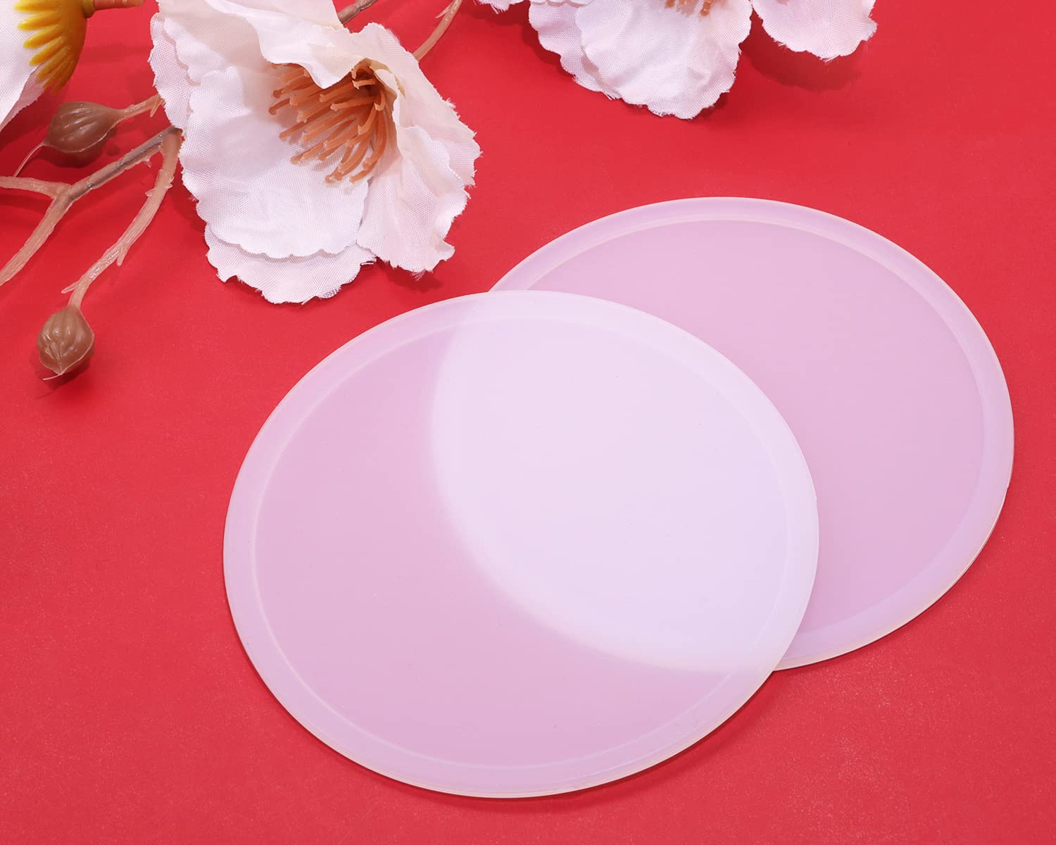 ONLYKXY 3 Pieces 3.93 Inch Silicone Coasters  Round Coasters for Drinks  Beverage Coffee Tea Coaster (White Translucent)