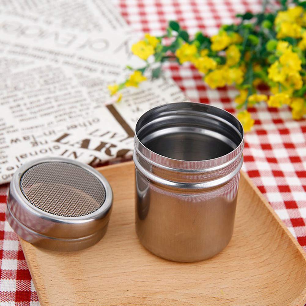 Powder Shaker With Lid,Stainless Steel Fine Mesh Shaker, For Sifter Cocoa,Cinnamon Powder,Icing Sugar,Chocolate Coffee (6 Pcs Sm