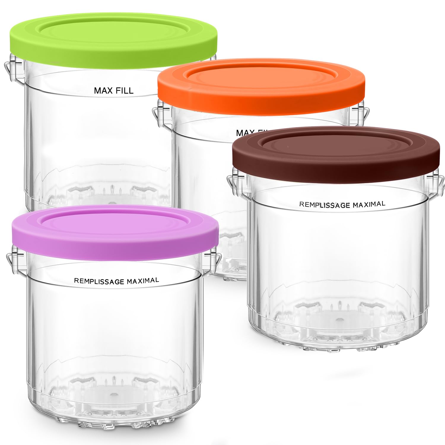 Sllfly For Ninja Creami Pints And Lids 4 Pack,Compatible With Ninia Nc299Amz & Nc300S Series Creamy Lce Cream Maker,16Oz Cups,Bp