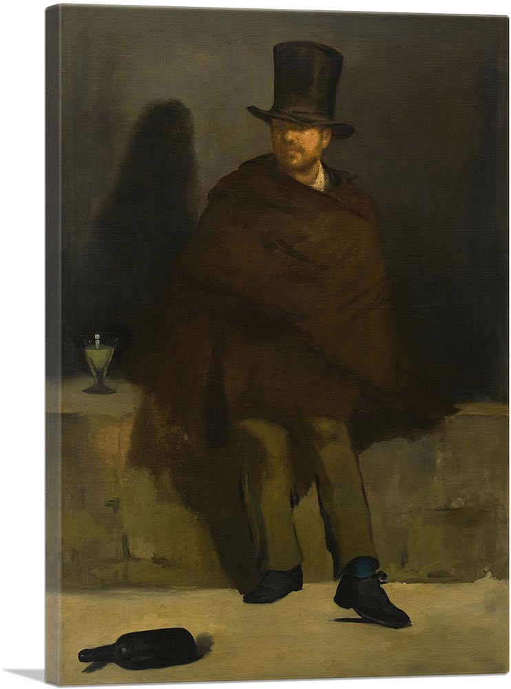 Artcanvas The Absinthe Drinker 1859 Canvas Art Print Stretched Framed Painting Picture Poster Giclee Wall Decor By Edouard Manet