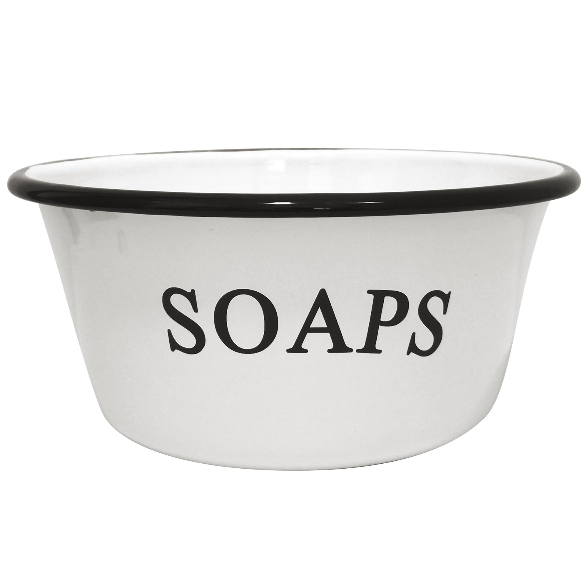 White Soap Bowl for Bathroom - Soap Holder with Black Trim for Kitchen, Laundry, Shower Decor - Soap Storage Organizer for Home 