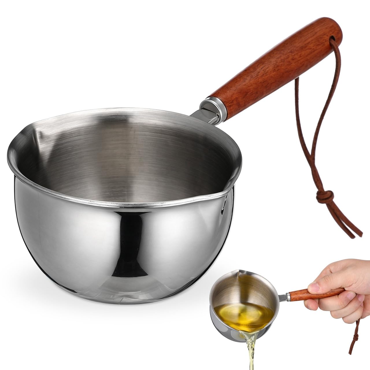 BESTOYARD 1Quart Stainless Steel Milk Pot with Double Pouring Lips  SpillFree Heating & Melting for Stove, Induction, Tea & C