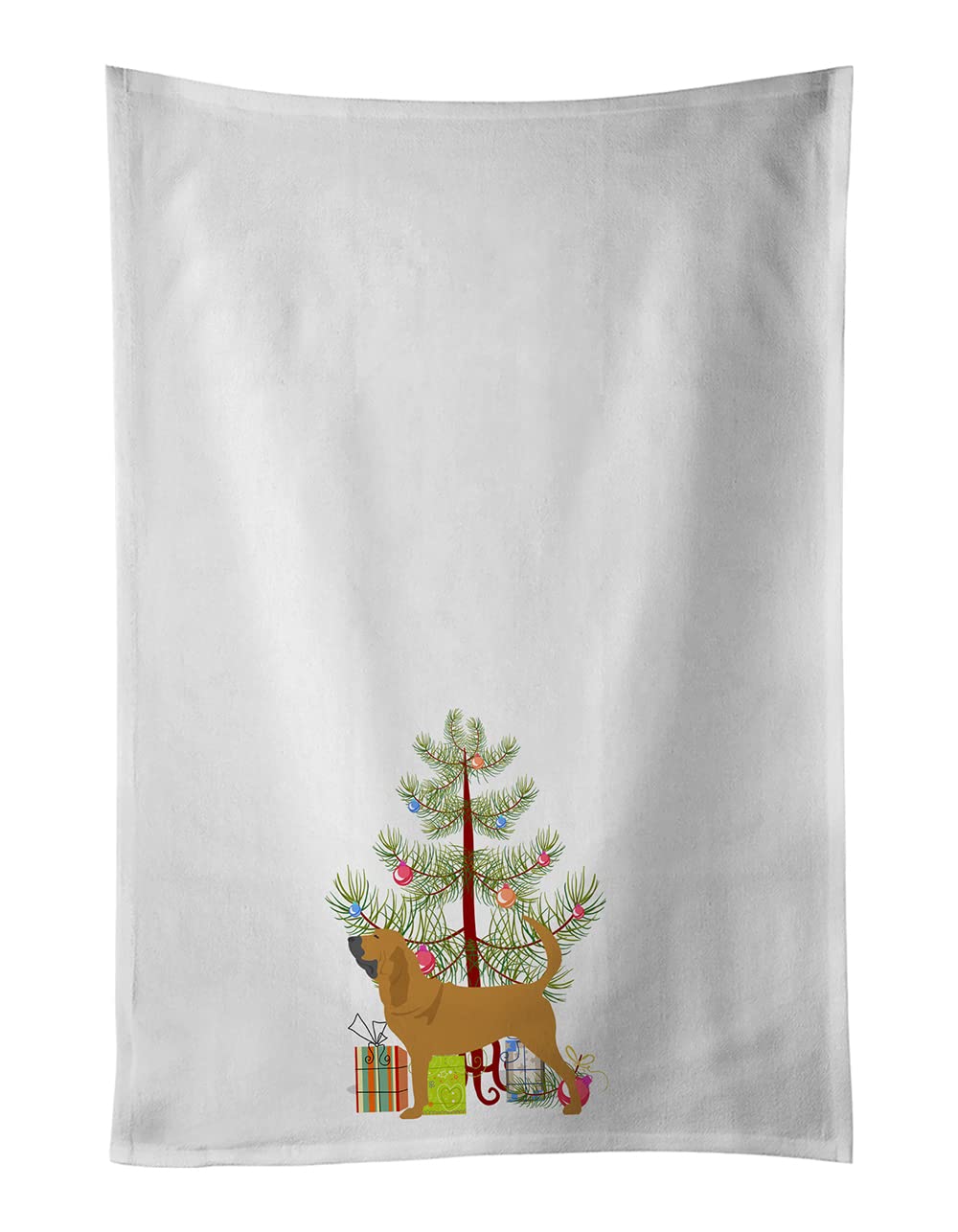 Bloodhound Merry Christmas Tree White Kitchen Towel Set of 2