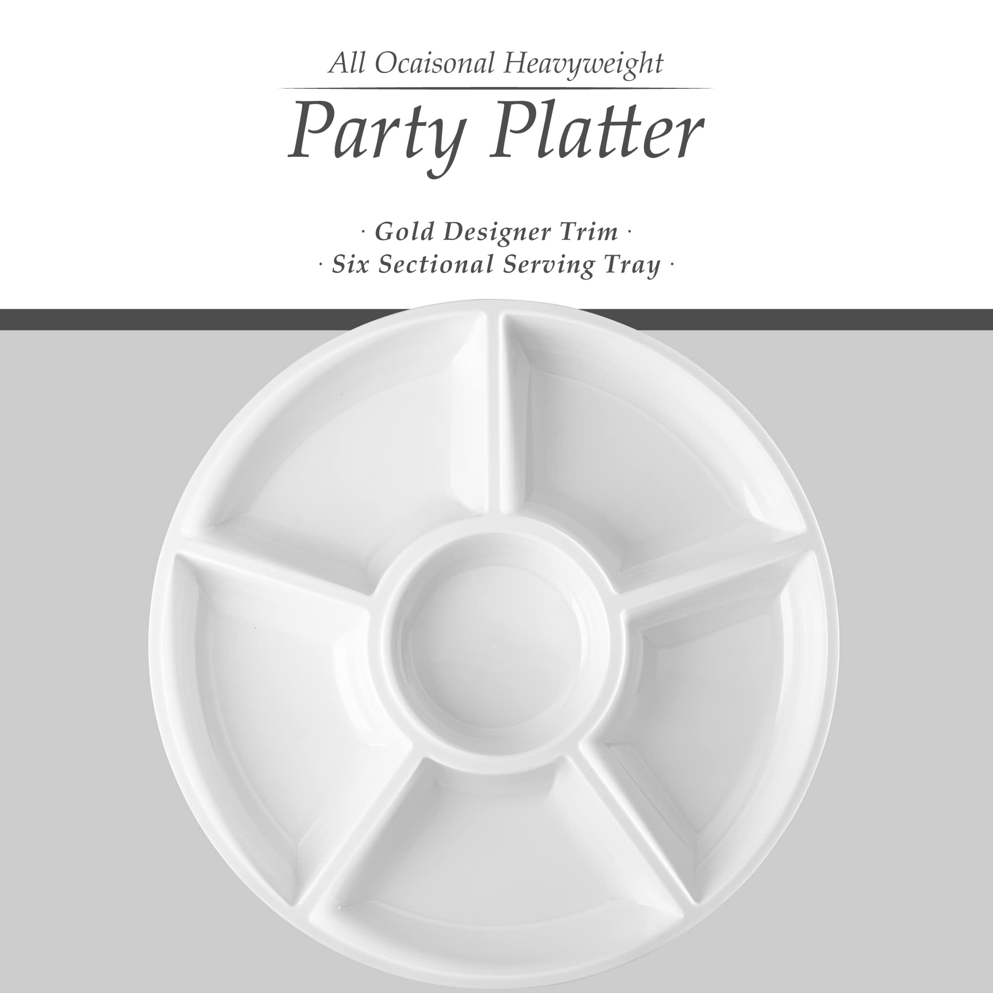 Plasticpro 6 Sectional Round Plastic Serving Tray/Platter (2, White)