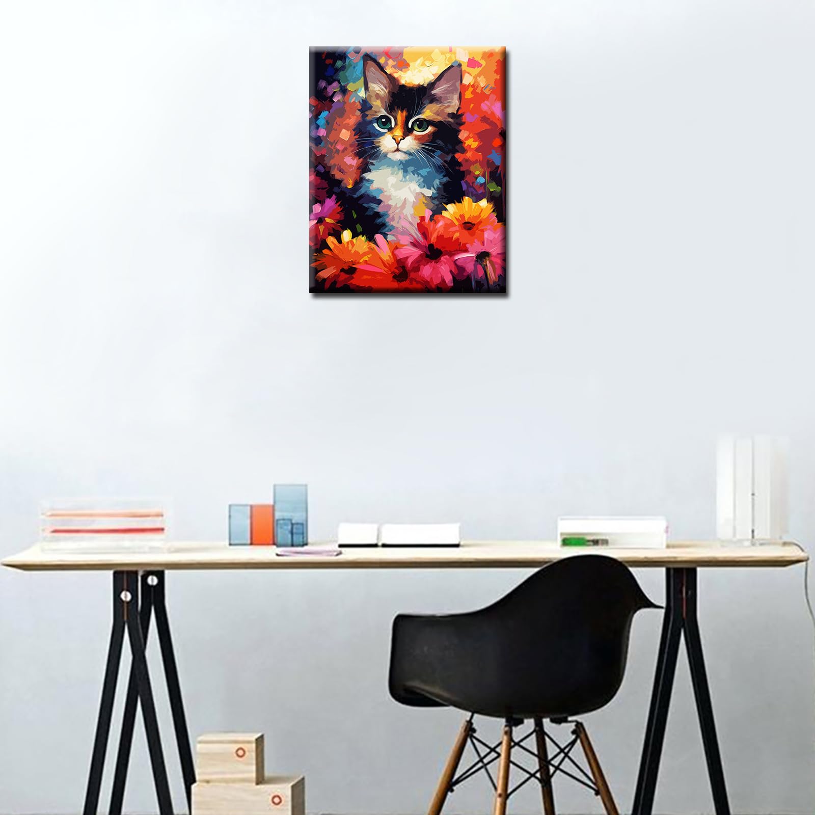 Tucocoo Cute Cat Paint By Number For Adults, Diy Digital Oil Painting Kits On Canvas With Brushes And Acrylic Pigment, Abstract
