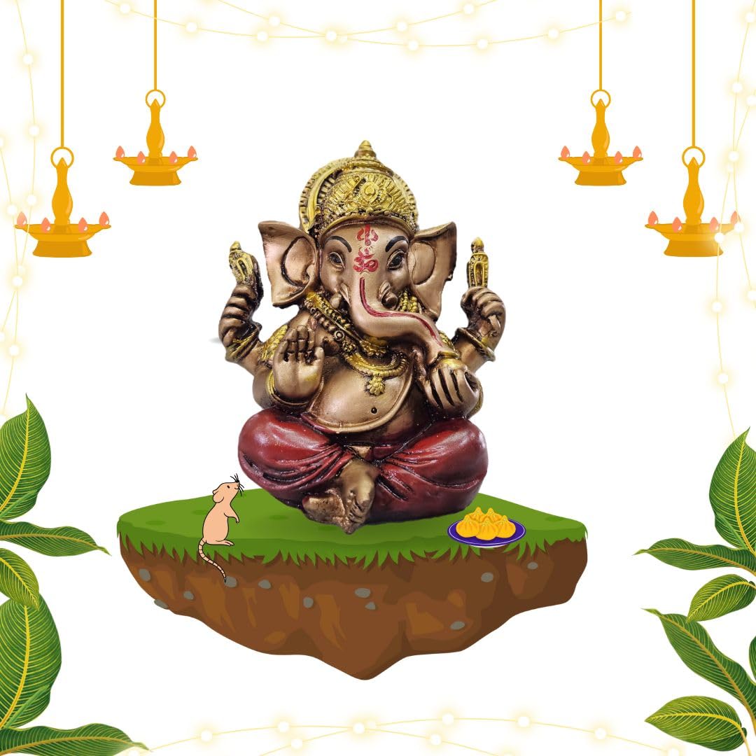 Homesta Divine Ganesha Statue | Ganesha Murti Ganpati Idol For Home Decor Statue | Pooja Lord Ganesh Figurine | House Warming Gi
