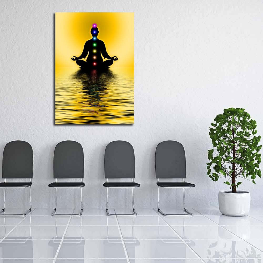 Pitaara Box Meditation With Chakras | Peel & Stick Vinyl Wall Sticker For Bedroom & Living Room | 18 X 25.5 Inch (46 X 65 Cms)