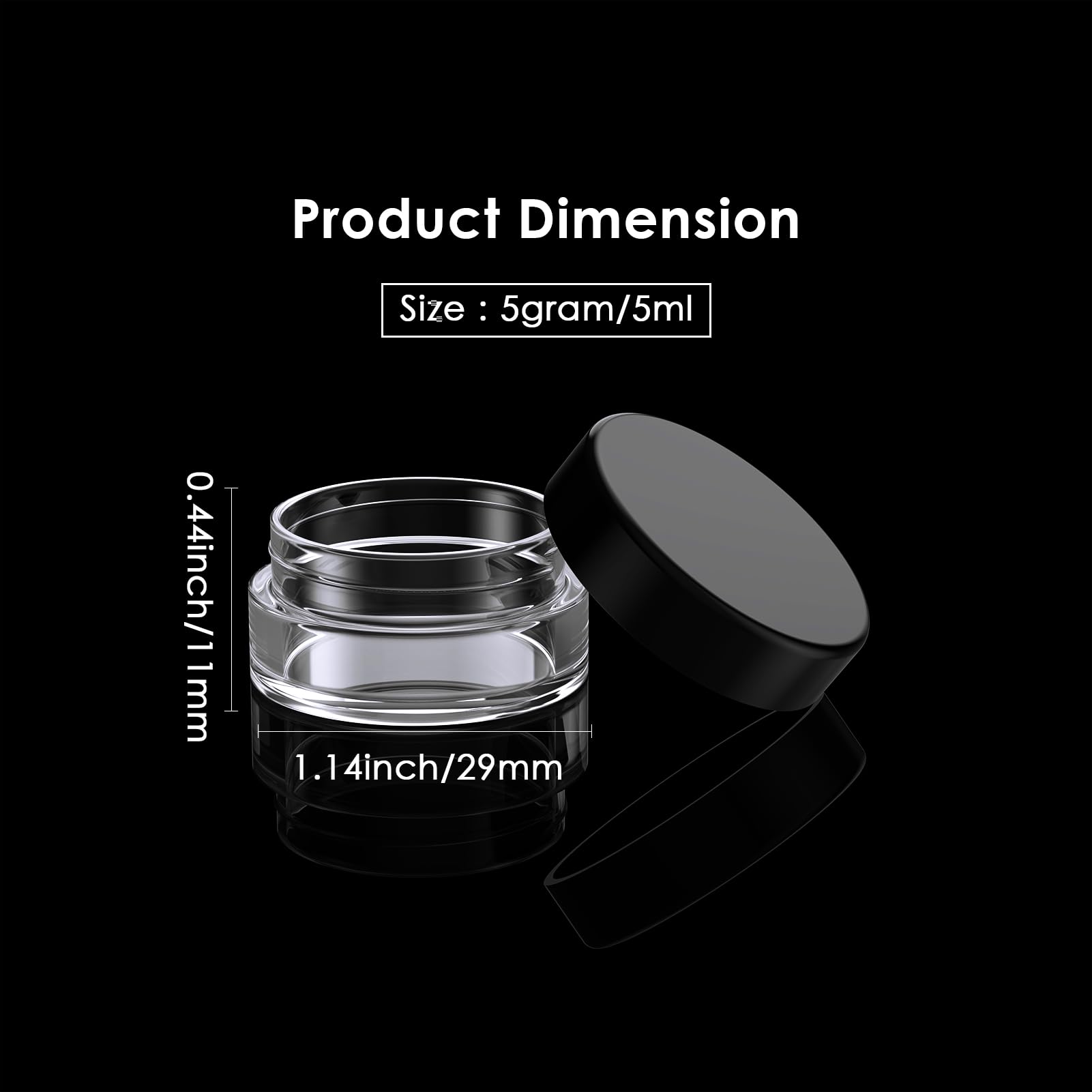 50 Pack 5 Gram 0.17Oz Clear Plastic Containers With Lids, Small Round Cosmetic Jars Makeup Travel Containers Jar For Cream, Bead