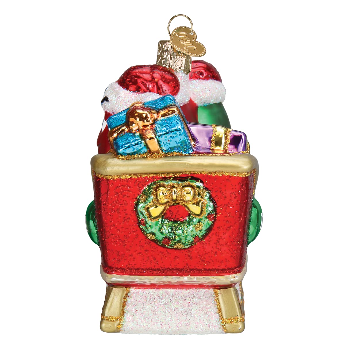 Old World Christmas M&M S in Sleigh Glass Blown Ornament for Christmas Tree, Handcrafted Holiday Decoration, M&Ms Collection