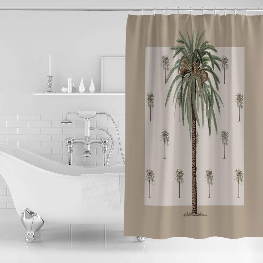 ZOE GARDEN Shower Curtain Set with Hook 48'' x 72''  Tropical Plants in Summer Beach Palm Trees | Bathroom Decor Waterproof Polyester Fabric Bathroom Accessories Bath Curtain