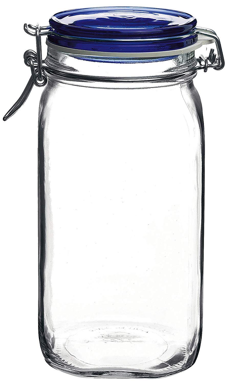 Bormioli Rocco Bormioli Rocco Set Of 2 Fido Square Jars With Blue Bail And Trigger Lids, 50-3/4-Ounc, 50.75Oz