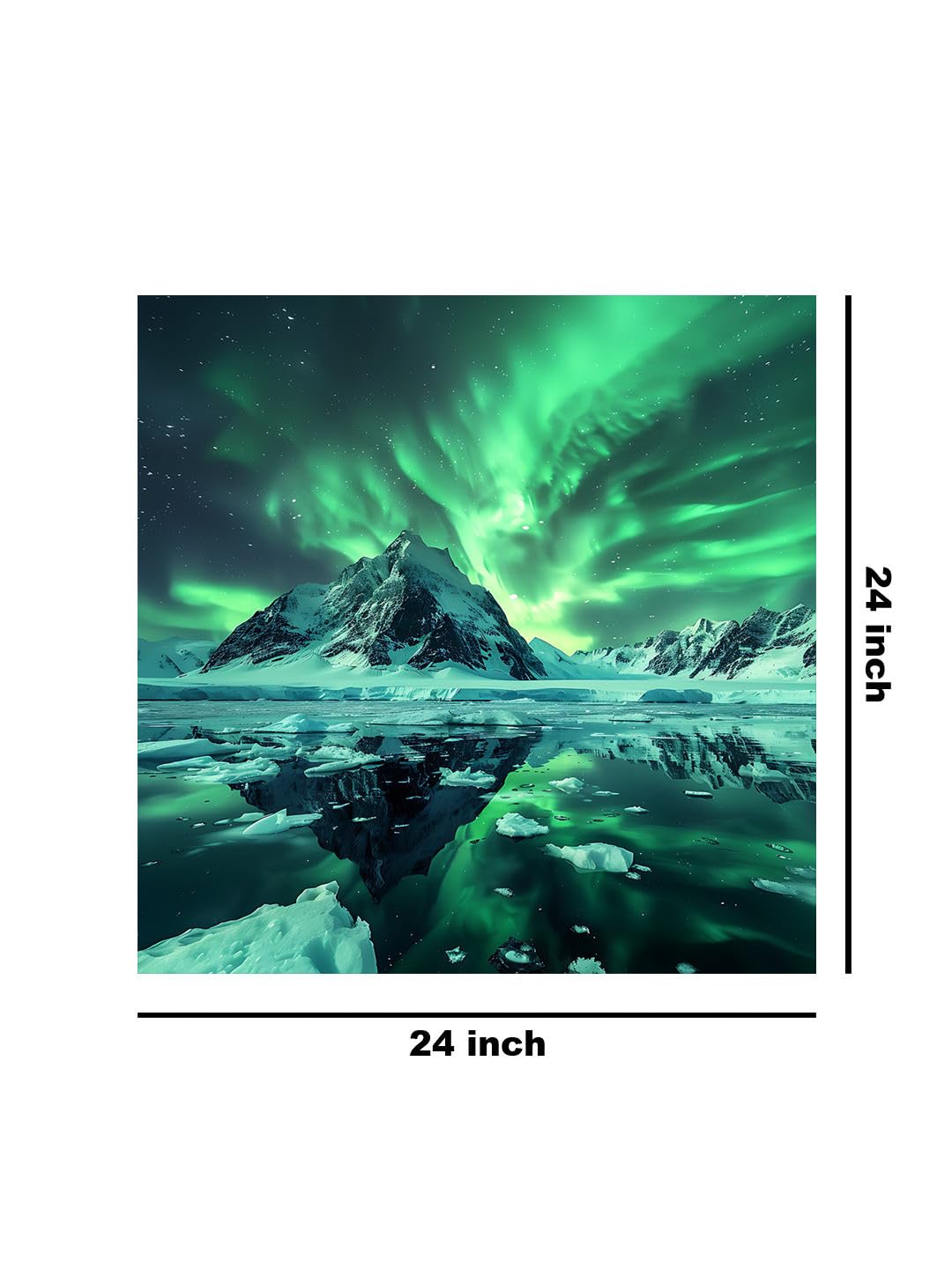 999Store Mystical Aurora Canvas-Wrapped Painting 24X24 - Northern Lights Over Icy Peaks(Flp24X240339)