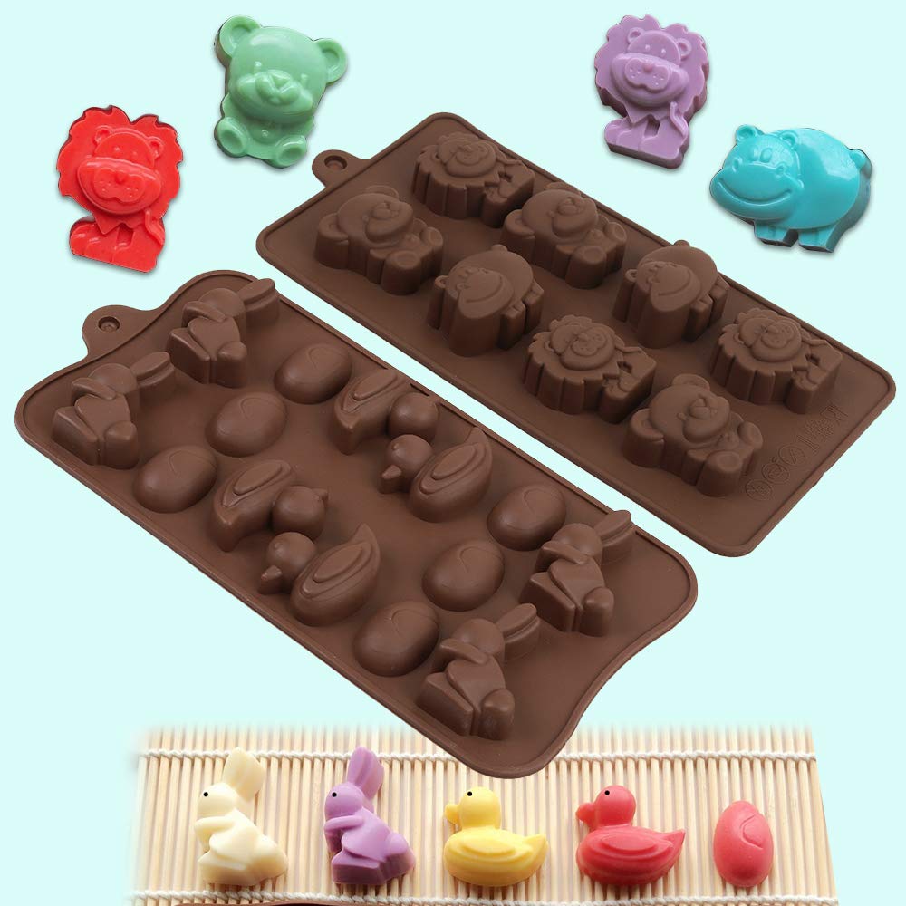 Cozihom Diverse Animal Silicone Chocolate Making Molds, Food Grade Silicone For Chocolate, Candy, Ice Cube, Dog Treats. 4 Pcs