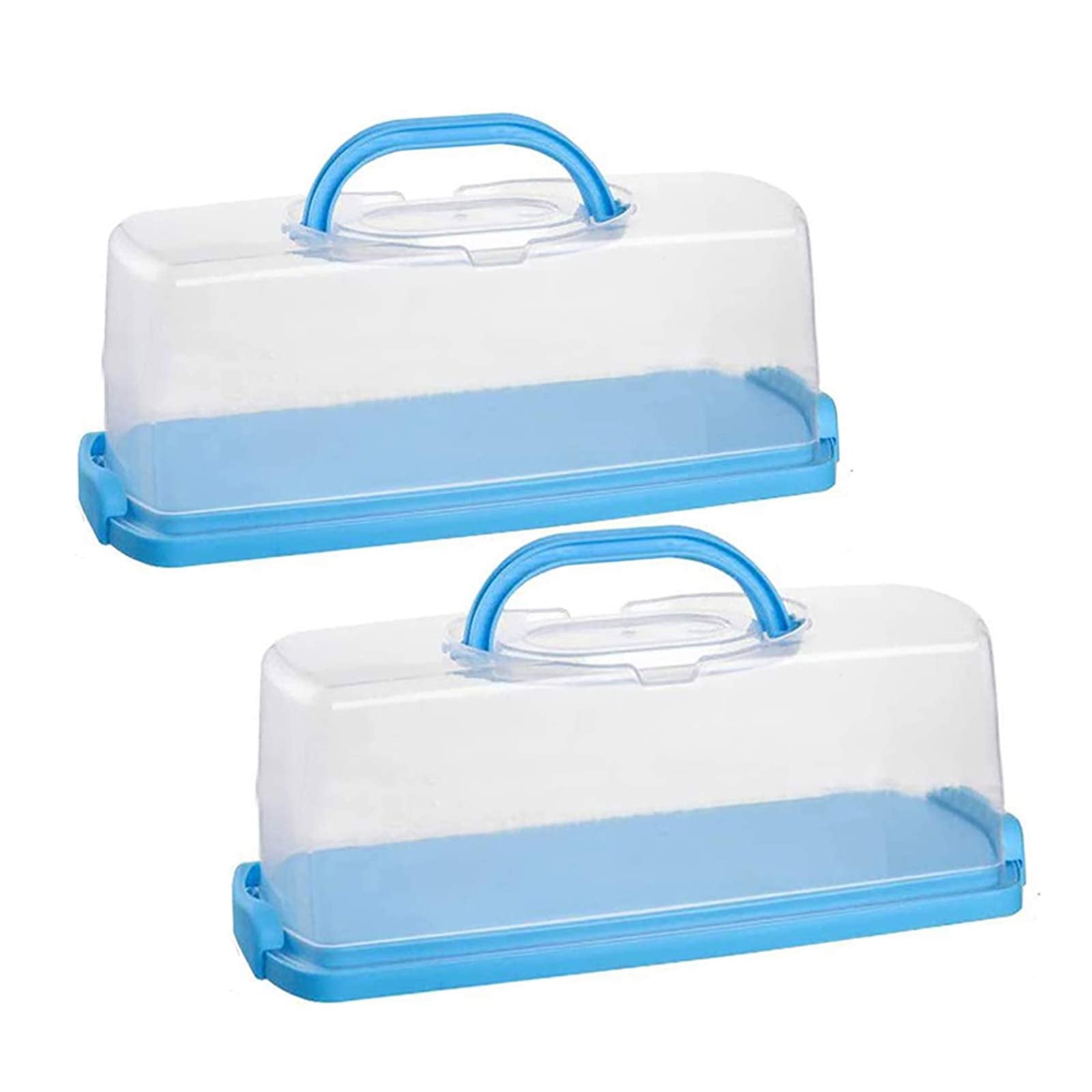 Cheeren 2 Pack Plastic Loaf Cake Storage Container, Bread Keeper For Carrying And Storing Banana Bread, Pumpkin Bread (Blue)