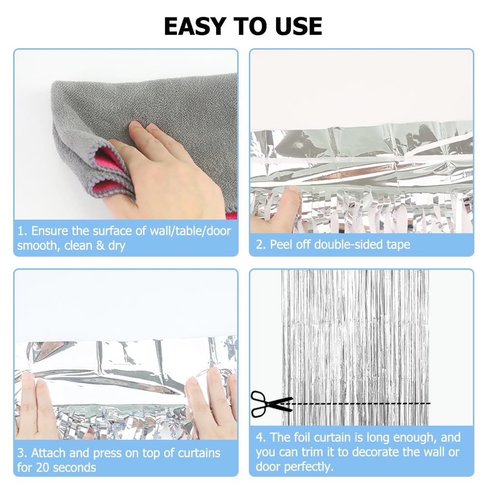 Silver Backdrop Curtain Fringe Backdrop Tinsel Curtain Backdrop 2 Pack 3.3 X 9.9 Ft Foil Fringe Curtains Silver Streamers Tinsel
