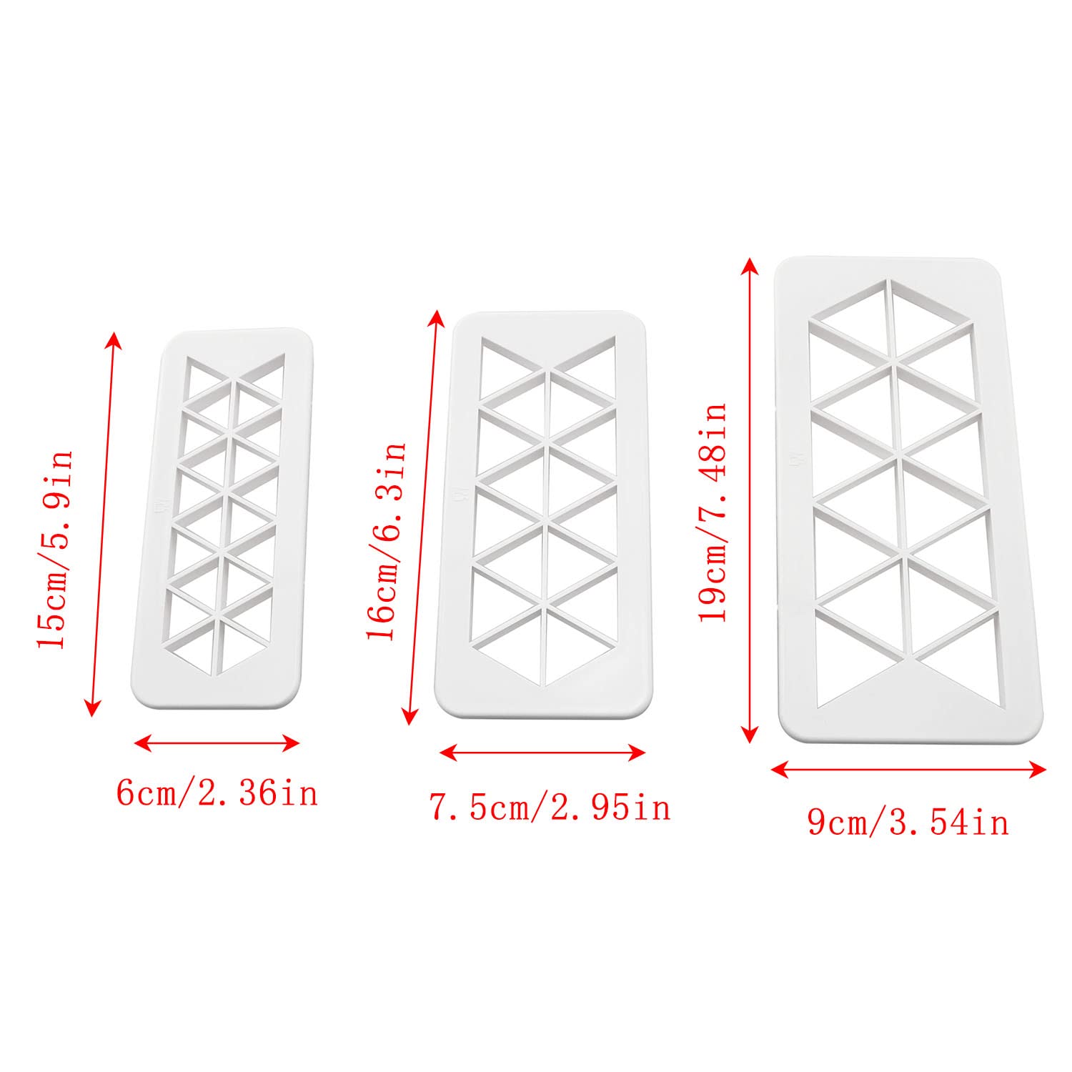 Zyamy 3In1 Triangle Cake Fondant Cutter Cookie Cutter Biscuit Cutter Cake Cutter Fudge Cake Diy Decorative Mould 3 Size