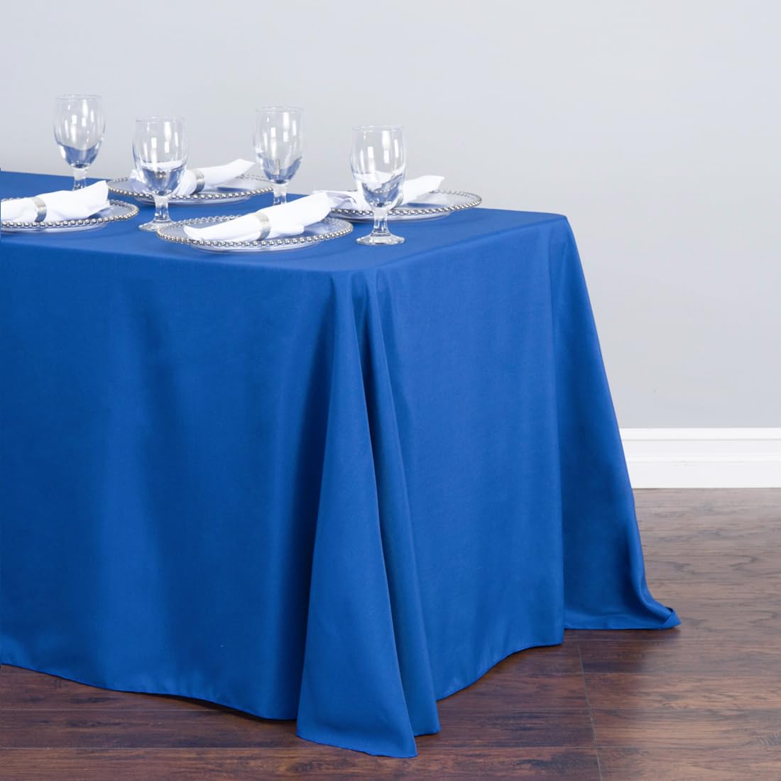 Ltc Linens 10-Pack Rectangular Tablecloths 90 In X 132 In With Rounded Corners - Royal Blue Table Cloths For 6 Ft Rectangle Tabl