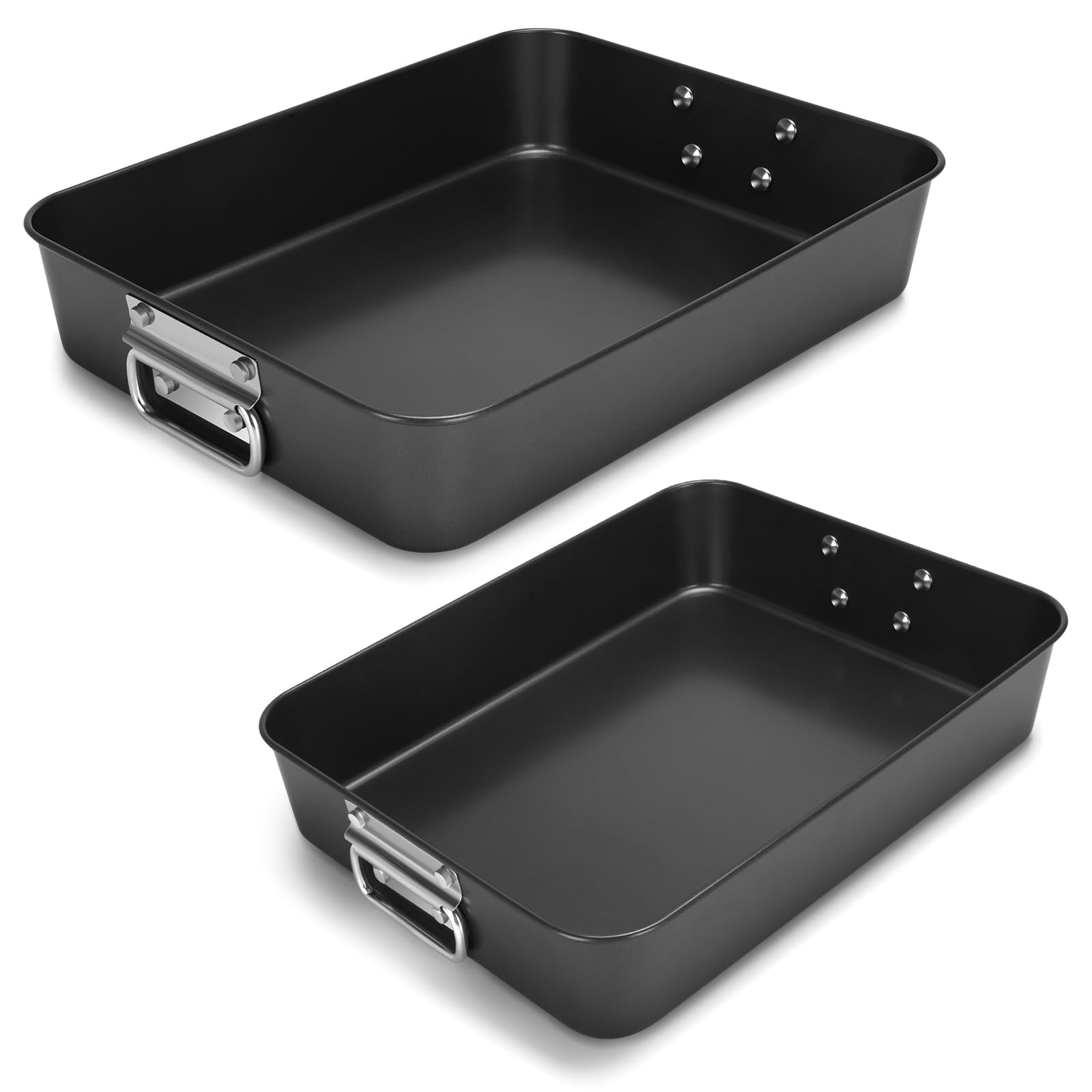 Lasagna Pan 3 Inch Deep, 2 Pcs 13.716 Baking Pan for Oven, Dark Grey