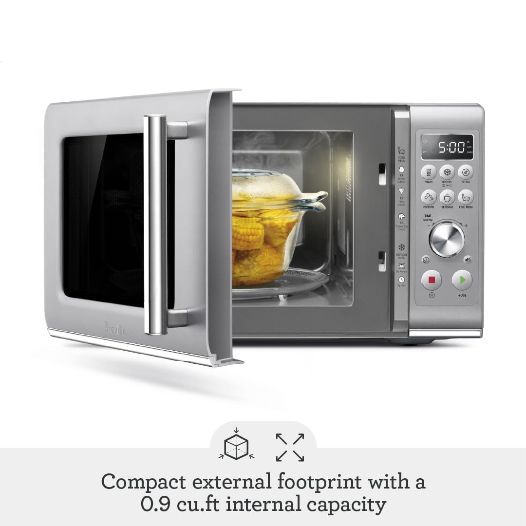 Breville Compact Wave Soft Close Microwave Bmo650Sil, Silver