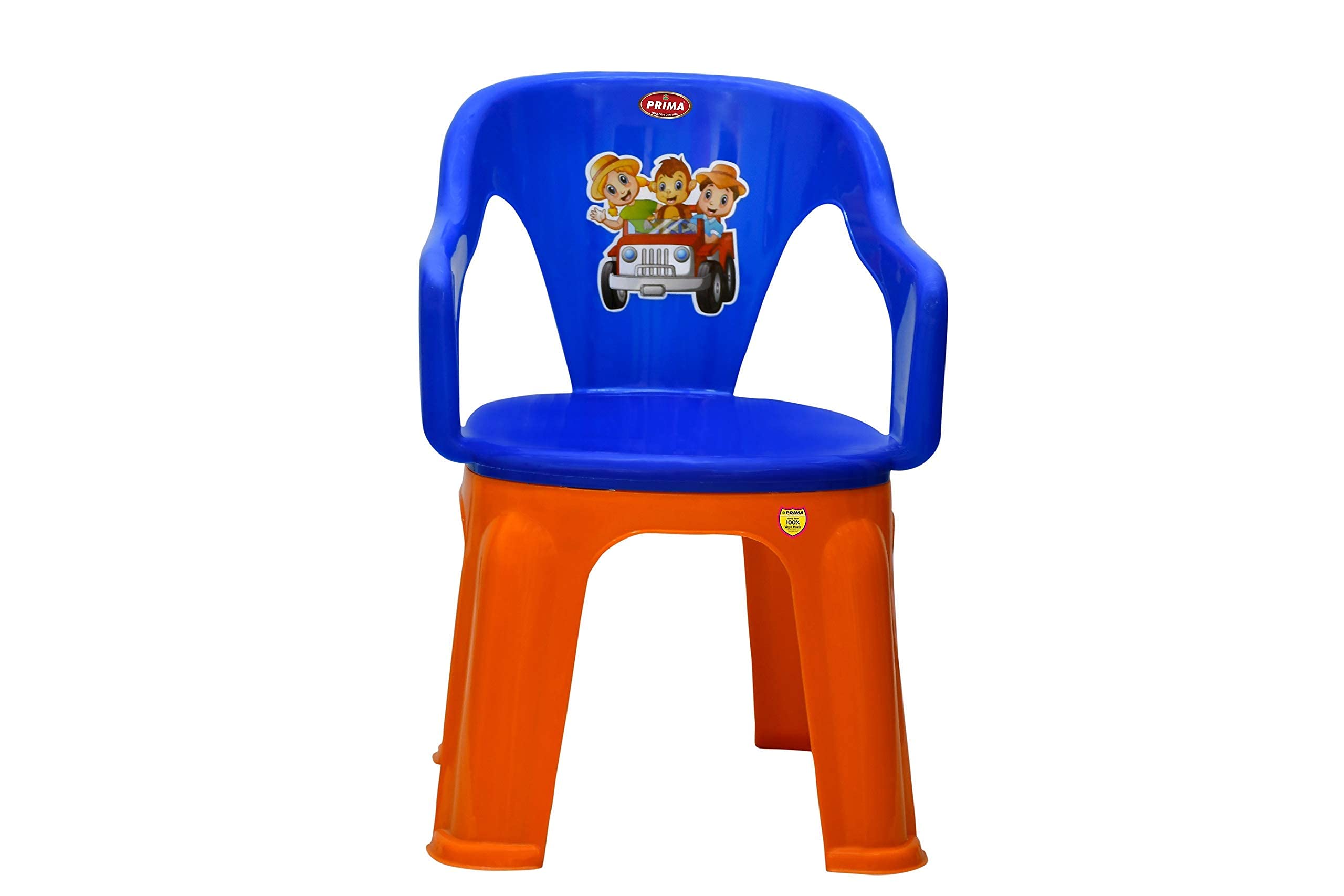Prima Baby Plastic DualToned Chair 123 Strong And Comfortable With Backrest For | Kids | Study | Play | Desk With Arms For Home