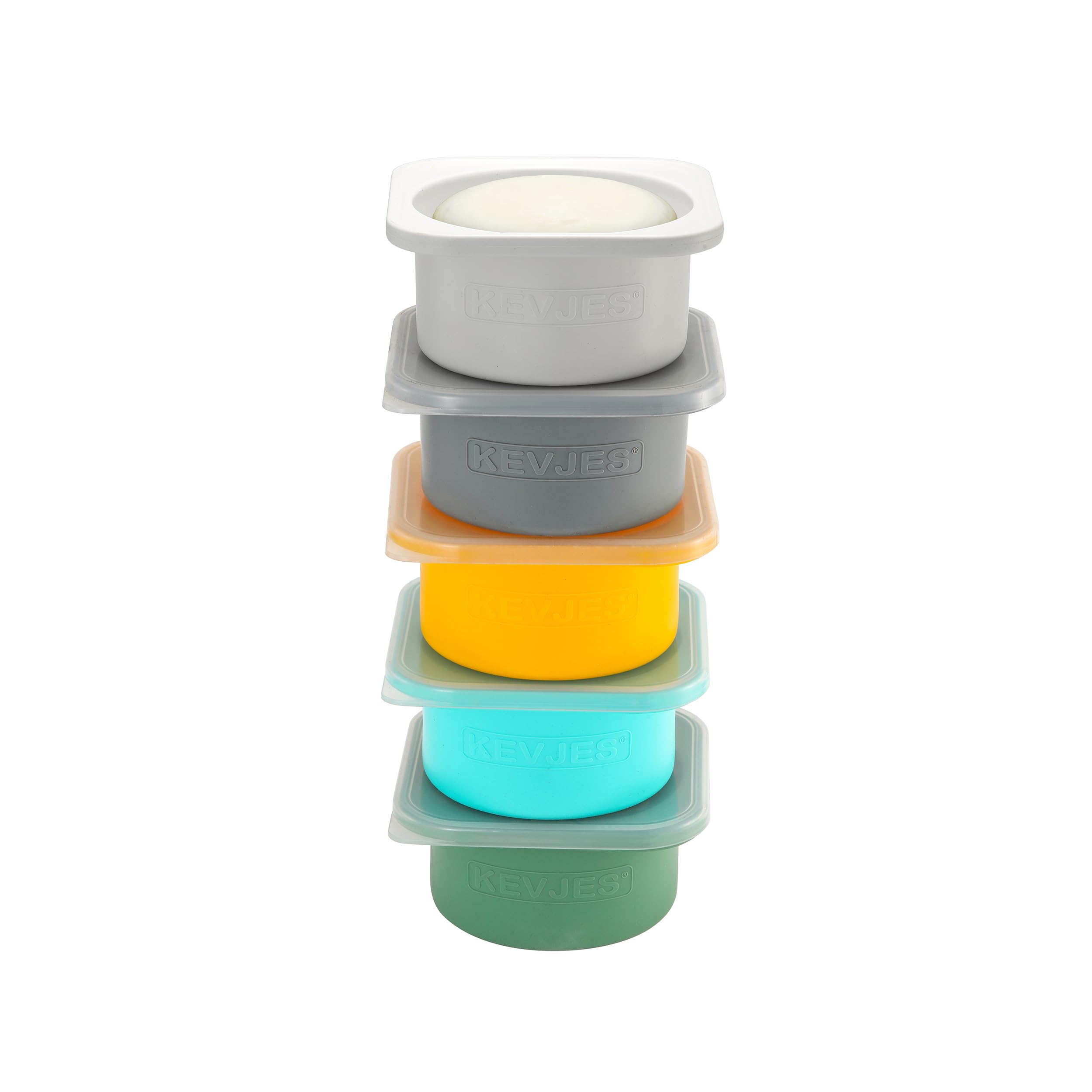 KEVJES Stackable Silicone Artisan Pizza Dough Proofing Containers with Lids pizza making accessories (1 Yellow+1 Green+1Blue+1 G